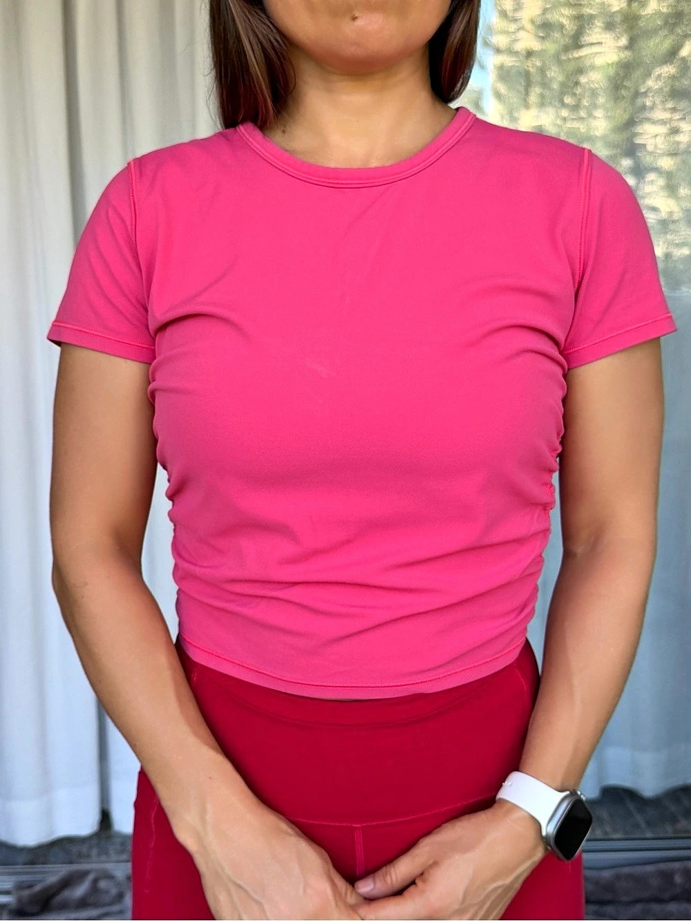lululemon All It Takes Short Sleeve Ruched Top in Pink
